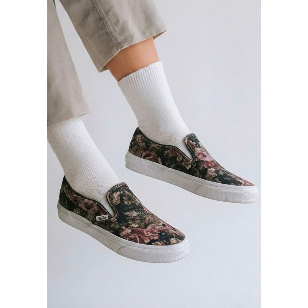 Vans Floral Slip On Sneaker Womens 5.5 Romantic Grunge Y2K Skater Girl Soft Goth
